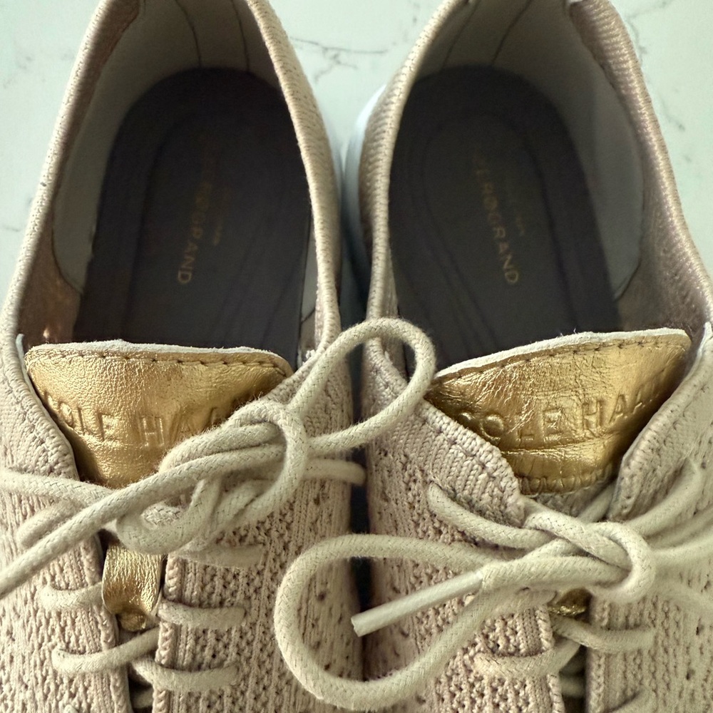 COLE HAAN Beige tan knit Sneakers zerogrand OXFORD stitchlight Merritt shoes 6.5 - Picture 4 of 7